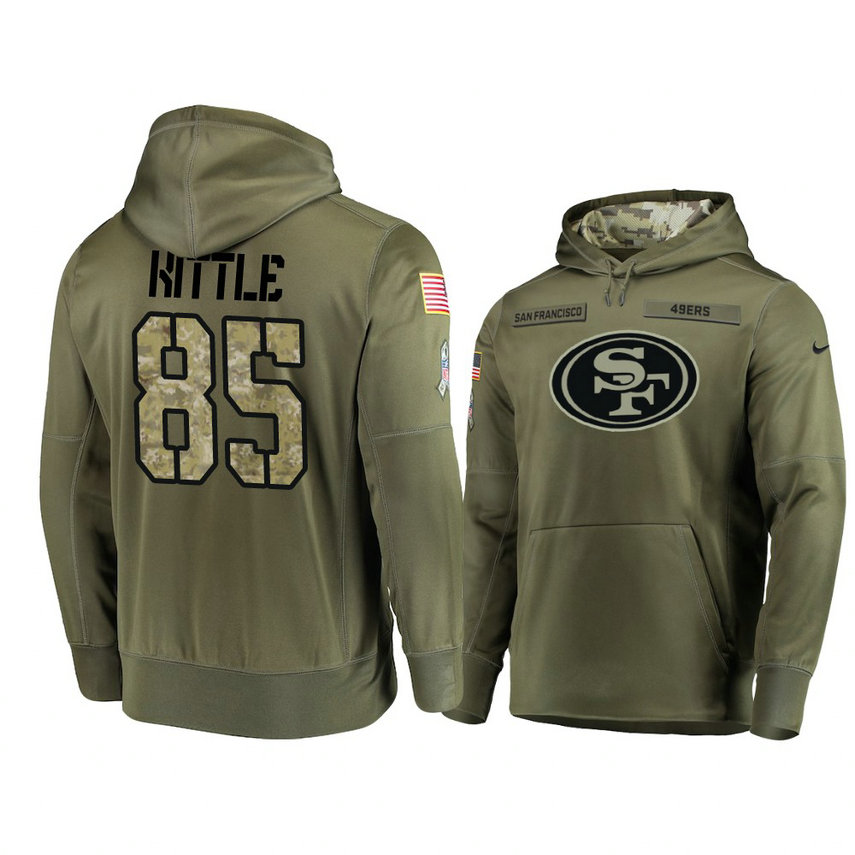 San Francisco 49ers #85 George Kittle Olive Pullover Hoodie 2018 Salute To Service San Francisco 49ers #85 George Kittle Olive Pullover Hoodie 2018 Salute To Service
