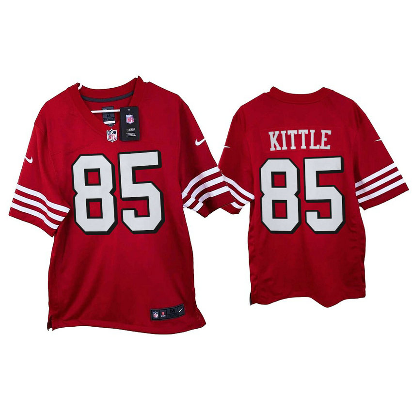2021 San Francisco 49ers #85 George Kittle Scarlet Game Throwback Jersey Jersey 2021 San Francisco 49ers #85 George Kittle Scarlet Game Throwback Jersey Jersey