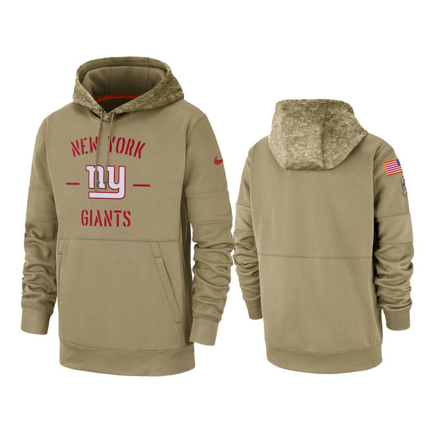 New York Giants Tan Sideline Therma 2019 Salute to Service Pullover Hoodie New York Giants Tan Sideline Therma 2019 Salute to Service Pullover Hoodie