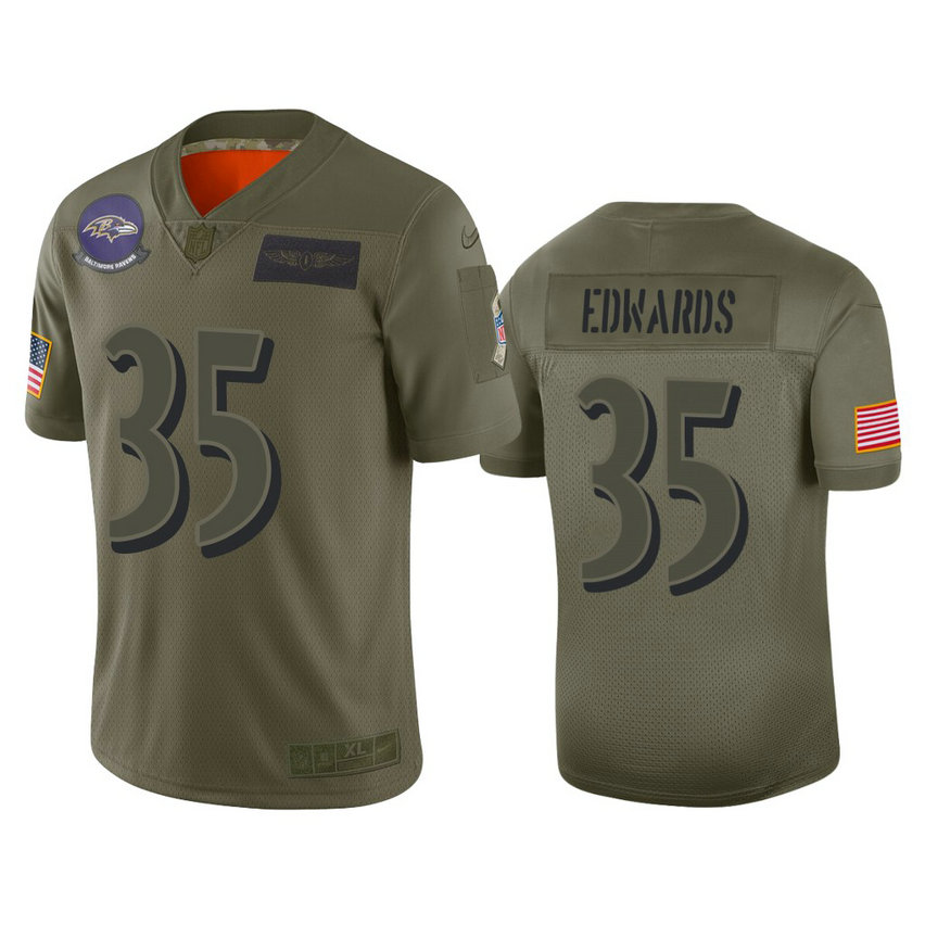 Baltimore Ravens #35 Gus Edwards Camo 2019 Salute to Service Limited Jersey