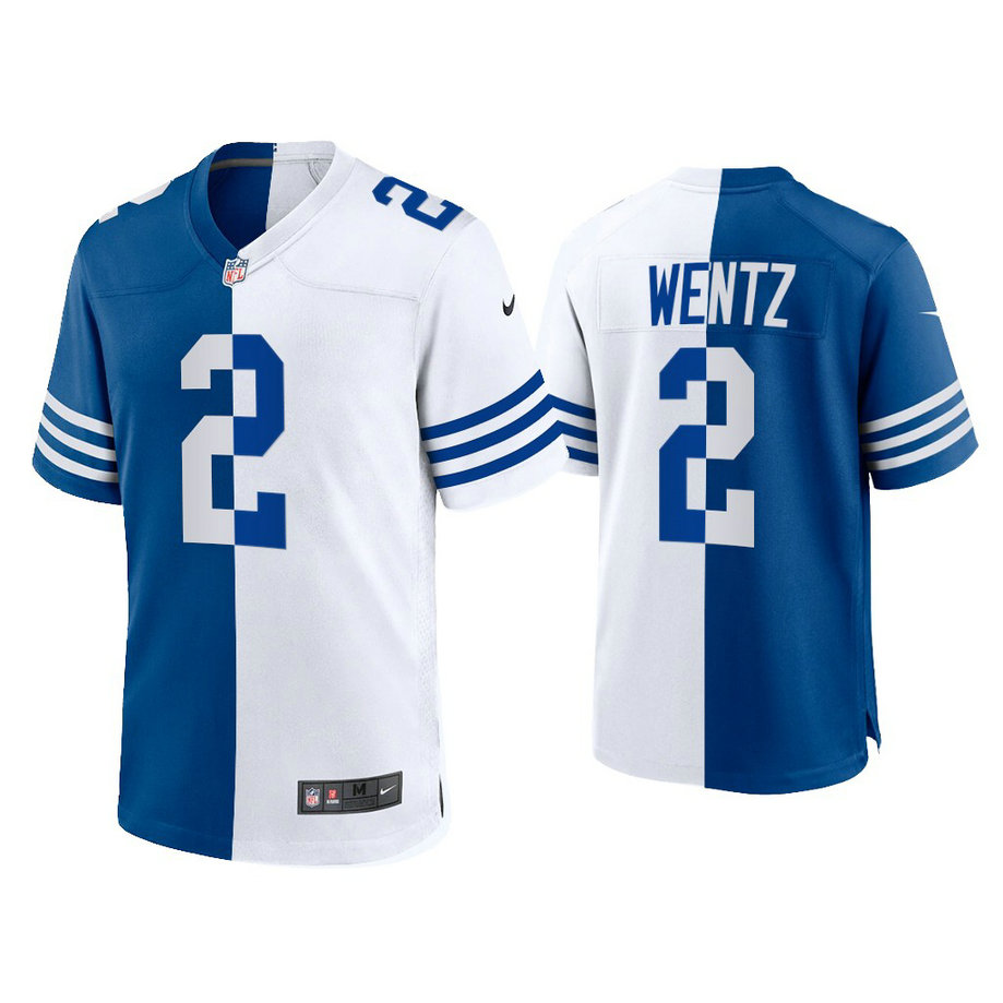 Indianapolis Colts #2 Carson Wentz Royal White 2021 Throwback Jersey Indianapolis Colts #2 Carson Wentz Royal White 2021 Throwback Jersey
