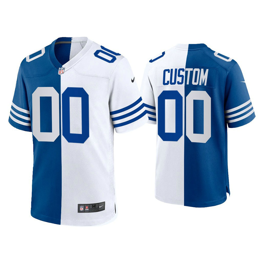 Custom Indianapolis Colts #00 Royal White 2021 Throwback Jersey
