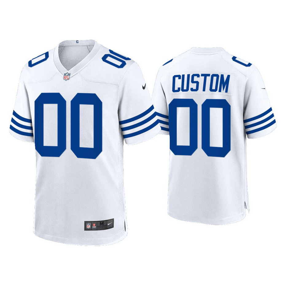 Custom Indianapolis Colts #00 White 2021 Throwback Game Jersey