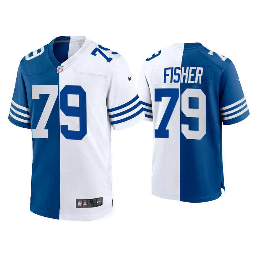 Indianapolis Colts #79 Eric Fisher Royal White 2021 Throwback Jersey