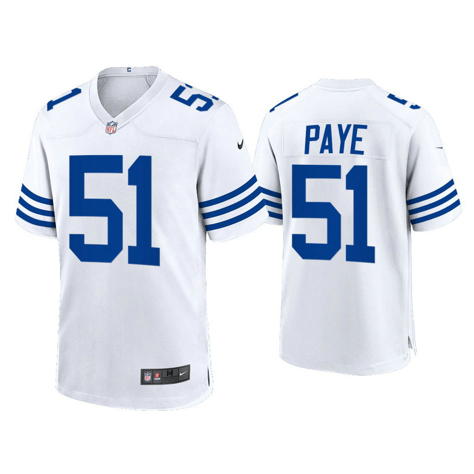 Indianapolis Colts #51 Kwity Paye White 2021 Throwback Game Jersey