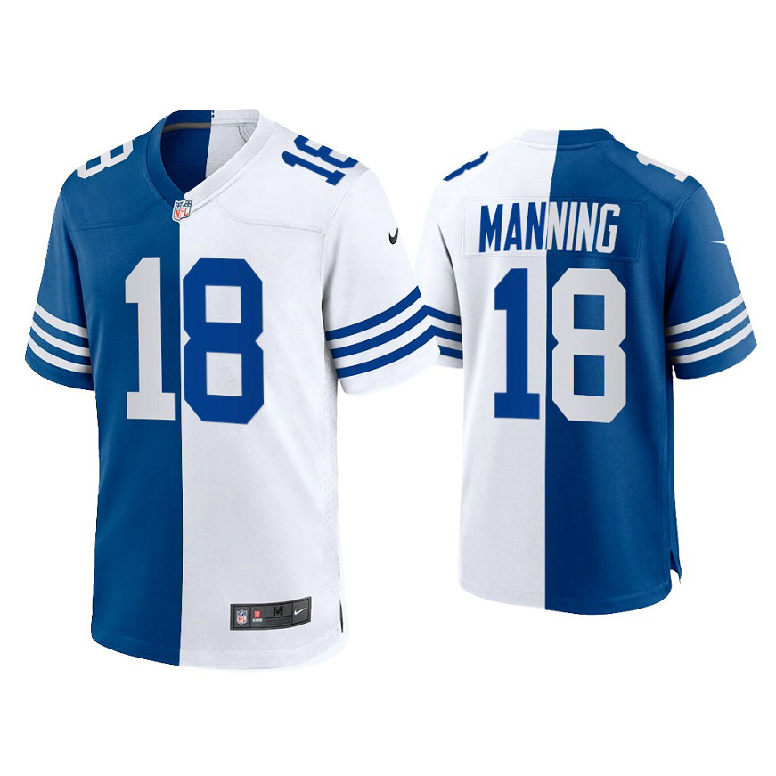 Indianapolis Colts #18 Peyton Manning Royal White 2021 Throwback Jersey