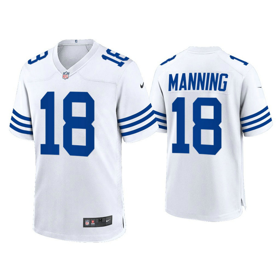 Indianapolis Colts #18 Peyton Manning White 2021 Throwback Game Jersey