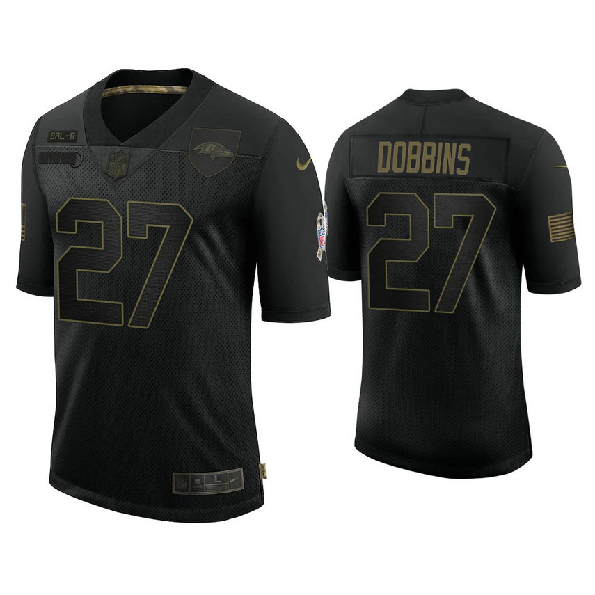 Baltimore Ravens #27 J.K. Dobbins Black 2020 Salute to Service Limited Jersey