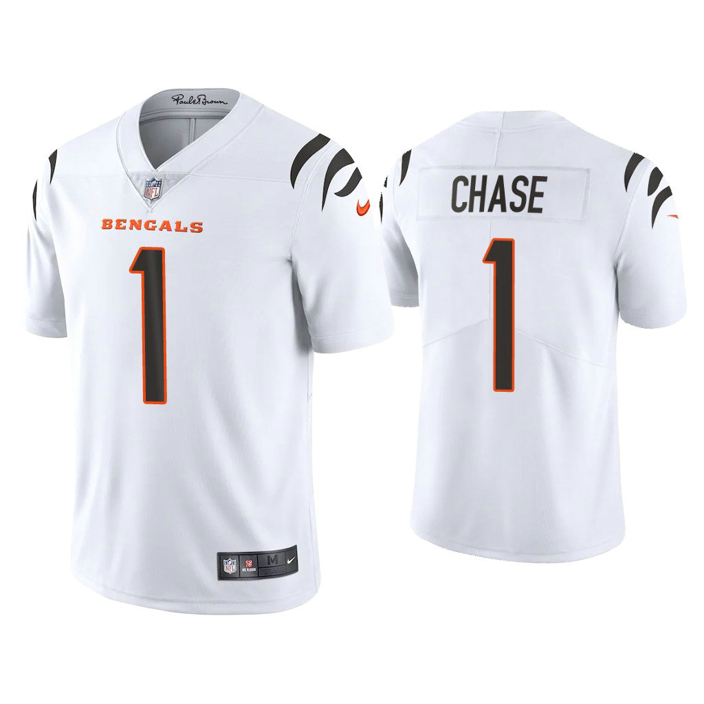 Cincinnati Bengals #1 Ja'Marr Chase White 2021 NFL Draft Vapor Limited Jersey Cincinnati Bengals #1 Ja'Marr Chase White 2021 NFL Draft Vapor Limited Jersey