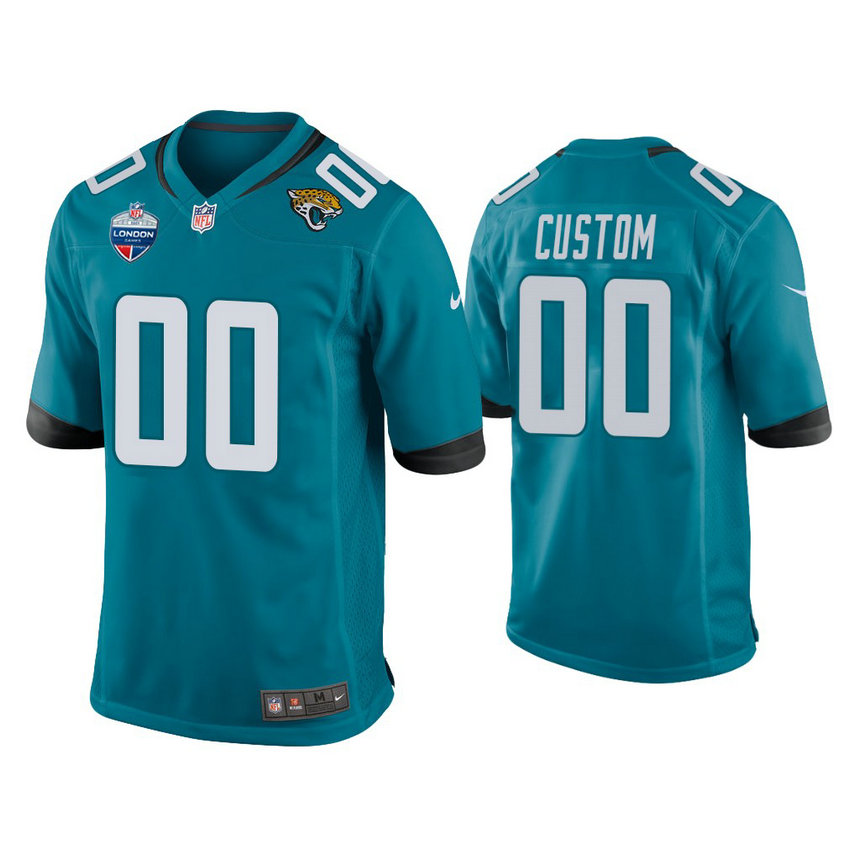 Custom Jacksonville Jaguars #00 Teal 2021 London Games Patch Game Jersey Custom Jacksonville Jaguars #00 Teal 2021 London Games Patch Game Jersey