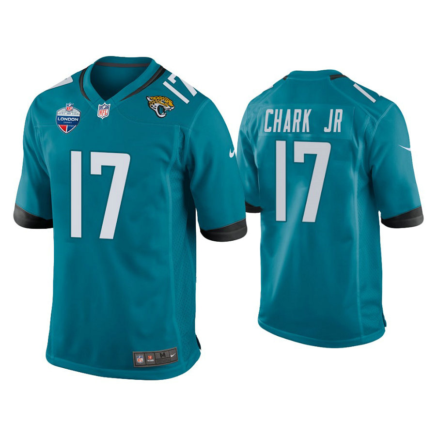 Jacksonville Jaguars #17 DJ Chark Jr. Teal 2021 London Games Patch Game Jersey Jacksonville Jaguars #17 DJ Chark Jr. Teal 2021 London Games Patch Game Jersey