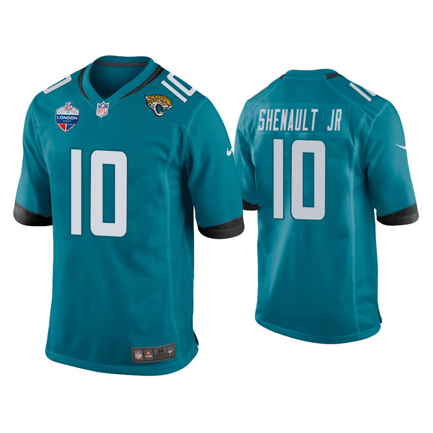 Jacksonville Jaguars #10 Laviska Shenault Jr. Teal 2021 London Games Patch Game Jersey Jacksonville Jaguars #10 Laviska Shenault Jr. Teal 2021 London Games Patch Game Jersey