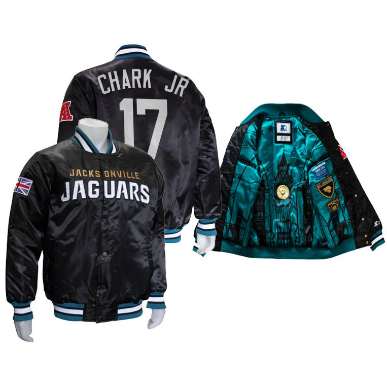 2021 Jacksonville Jaguars #17 DJ Chark Jr. Black Jacket 2021 Jacksonville Jaguars #17 DJ Chark Jr. Black Jacket