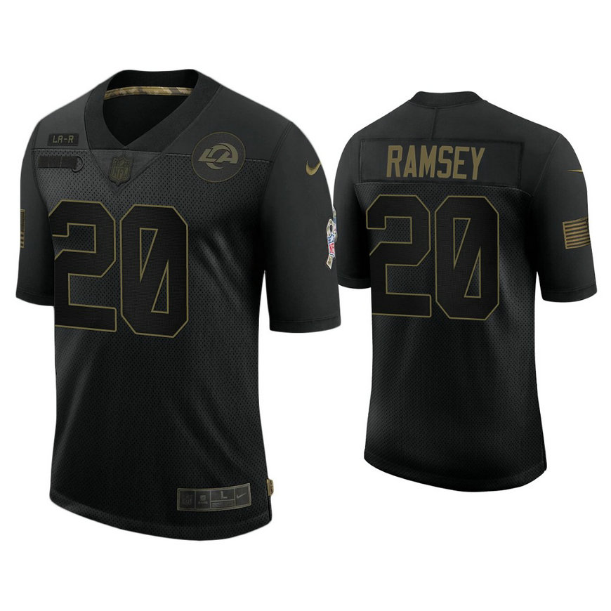 Los Angeles Rams #20 Jalen Ramsey Black 2020 Salute to Service Limited Jersey