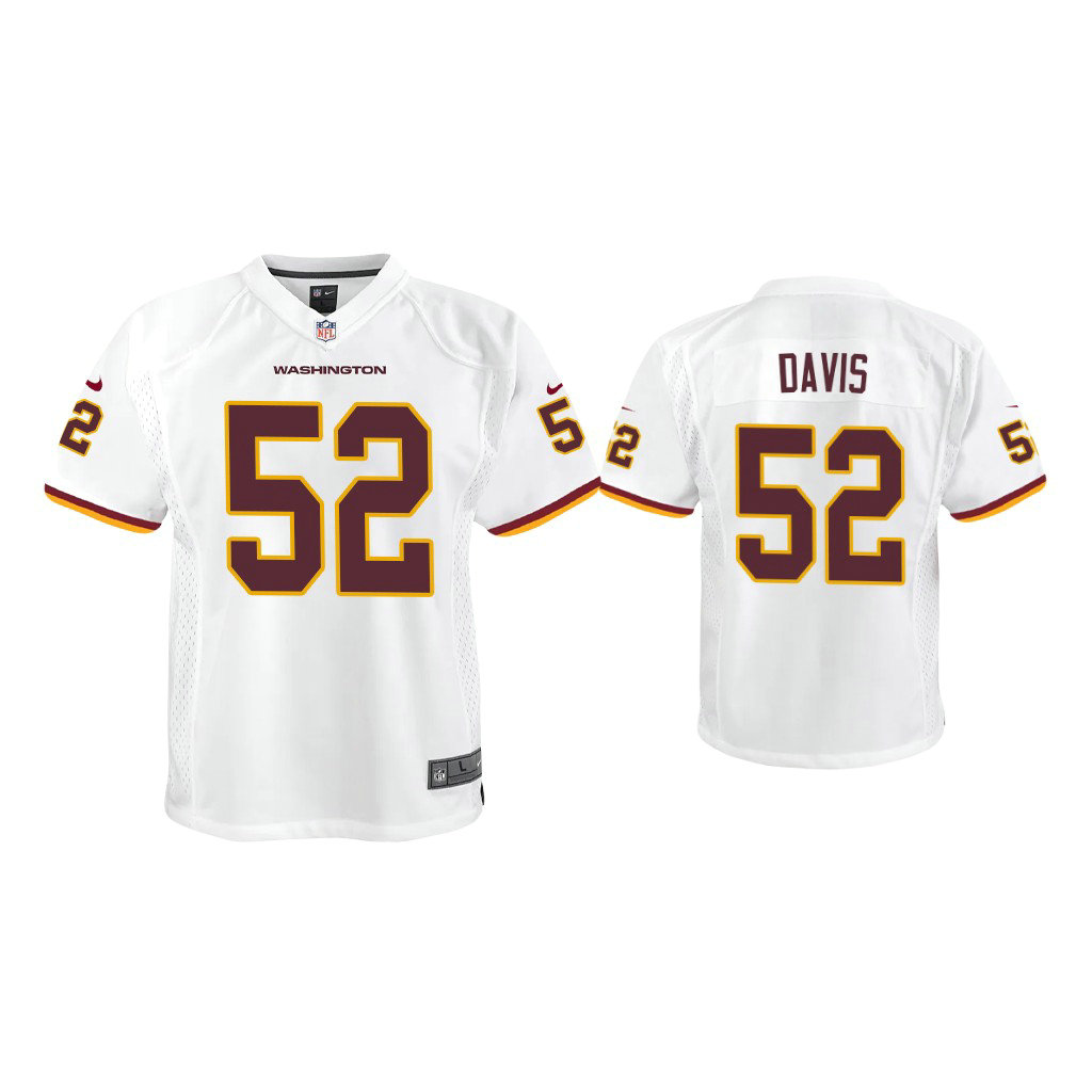 Youth Washington Football Team #52 Jamin Davis White Game Jersey Youth Washington Football Team #52 Jamin Davis White Game Jersey