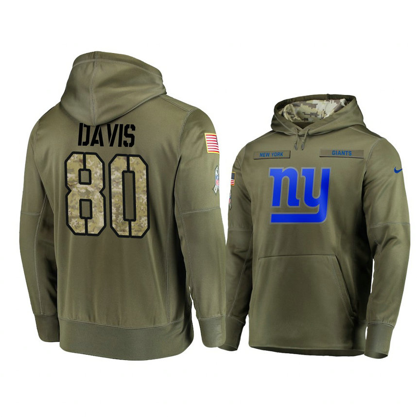 New York Giants #80 Jawill Davis Olive Pullover Hoodie 2018 Salute To Service New York Giants #80 Jawill Davis Olive Pullover Hoodie 2018 Salute To Service