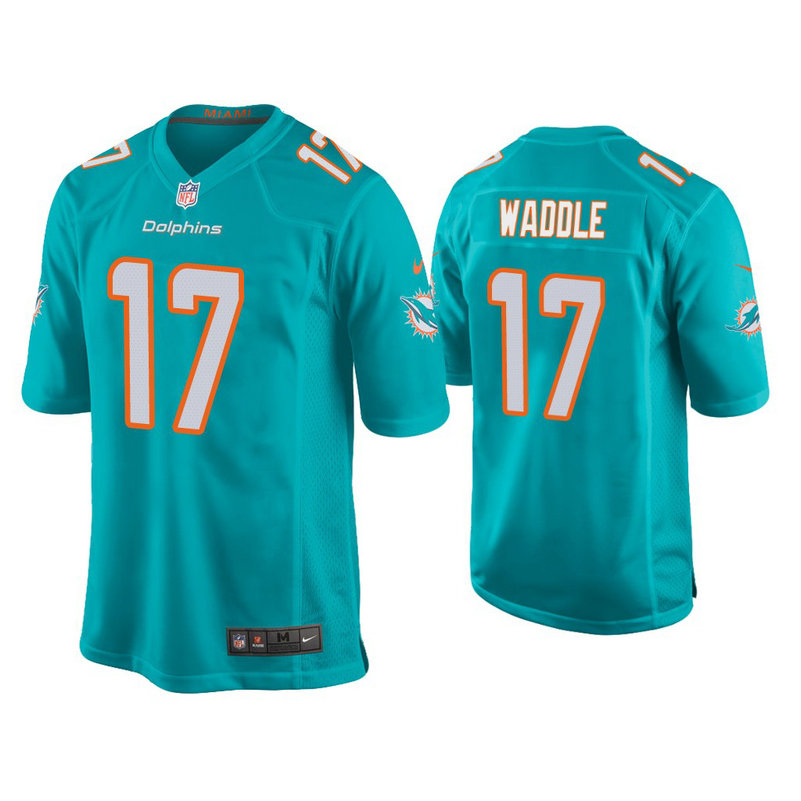 Miami Dolphins #17 Jaylen Waddle Aqua 2021 NFL Draft Game Jersey