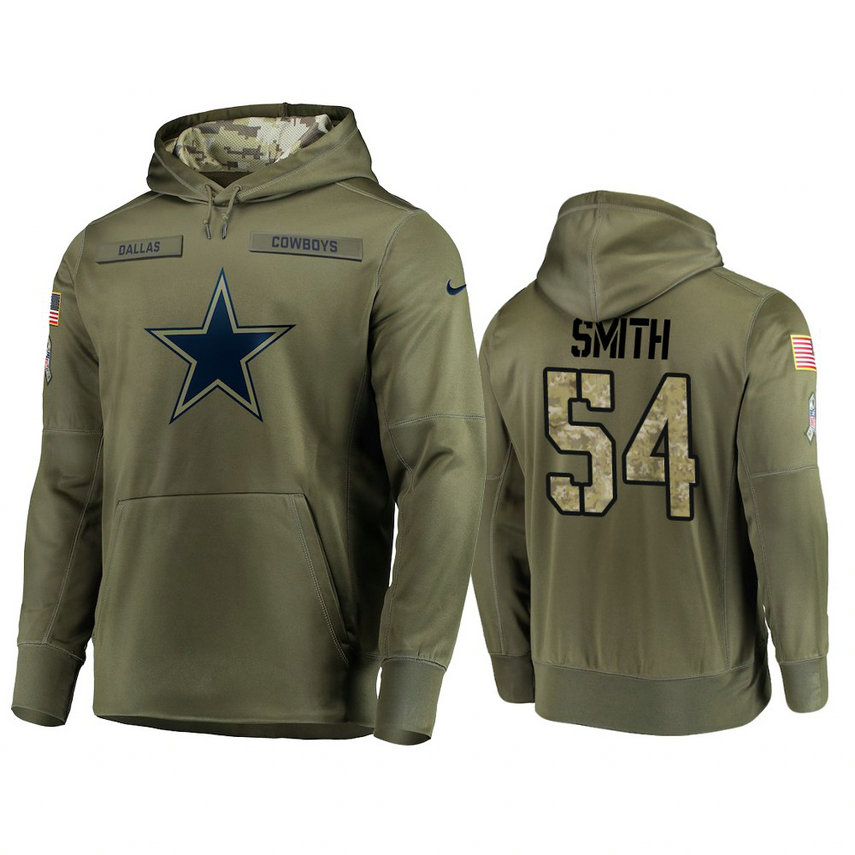 Dallas Cowboys #54 Jaylon Smith Olive Pullover Hoodie 2018 Salute To Service Dallas Cowboys #54 Jaylon Smith Olive Pullover Hoodie 2018 Salute To Service
