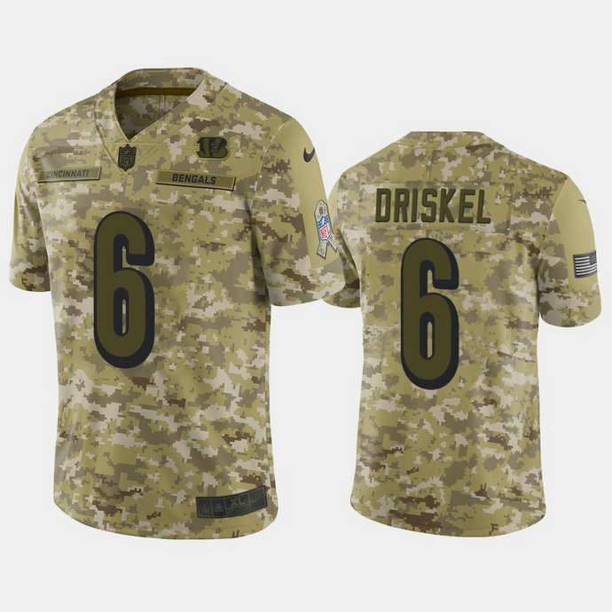 Cincinnati Bengals Jeff Driskel #6 Camo Jersey 2018 Salute to Service Cincinnati Bengals Jeff Driskel #6 Camo Jersey 2018 Salute to Service