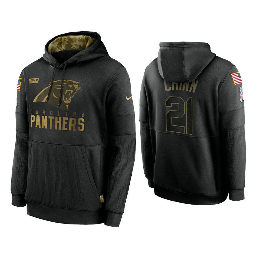 Carolina Panthers #21 Jeremy Chinn Black 2020 Salute to Service Sideline Performance Pullover Hoodie