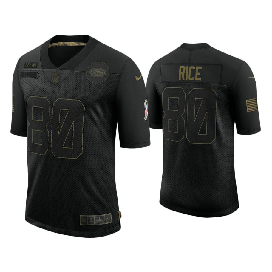 San Francisco 49ers #80 Jerry Rice Black 2020 Salute to Service Limited Jersey San Francisco 49ers #80 Jerry Rice Black 2020 Salute to Service Limited Jersey
