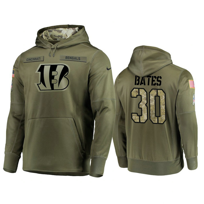 Cincinnati Bengals #30 Jessie Bates Olive Pullover Hoodie 2018 Salute To Service Cincinnati Bengals #30 Jessie Bates Olive Pullover Hoodie 2018 Salute To Service