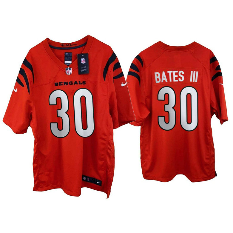 2021 Cincinnati Bengals #30 Jessie Bates III Orange Game Jersey 2021 Cincinnati Bengals #30 Jessie Bates III Orange Game Jersey