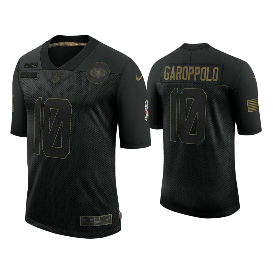 San Francisco 49ers #10 Jimmy Garoppolo Black 2020 Salute to Service Limited Jersey San Francisco 49ers #10 Jimmy Garoppolo Black 2020 Salute to Service Limited Jersey