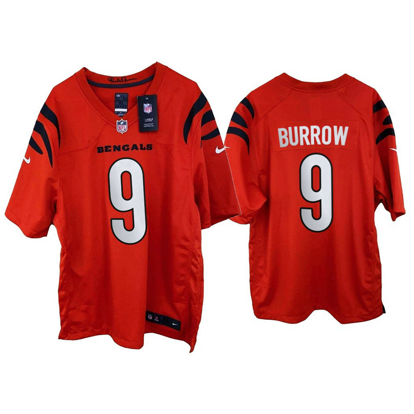 2021 Cincinnati Bengals #9 Joe Burrow Orange Game Jersey