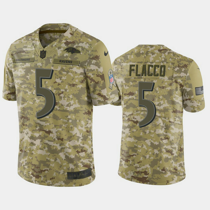 Baltimore Ravens Joe Flacco #5 2018 Salute to Service Limited Camo Jersey