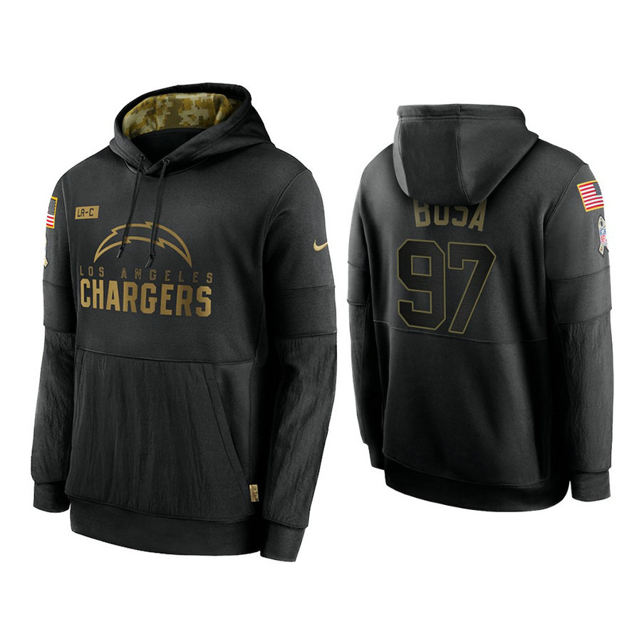 Los Angeles Chargers #97 Joey Bosa Black 2020 Salute to Service Sideline Performance Pullover Hoodie