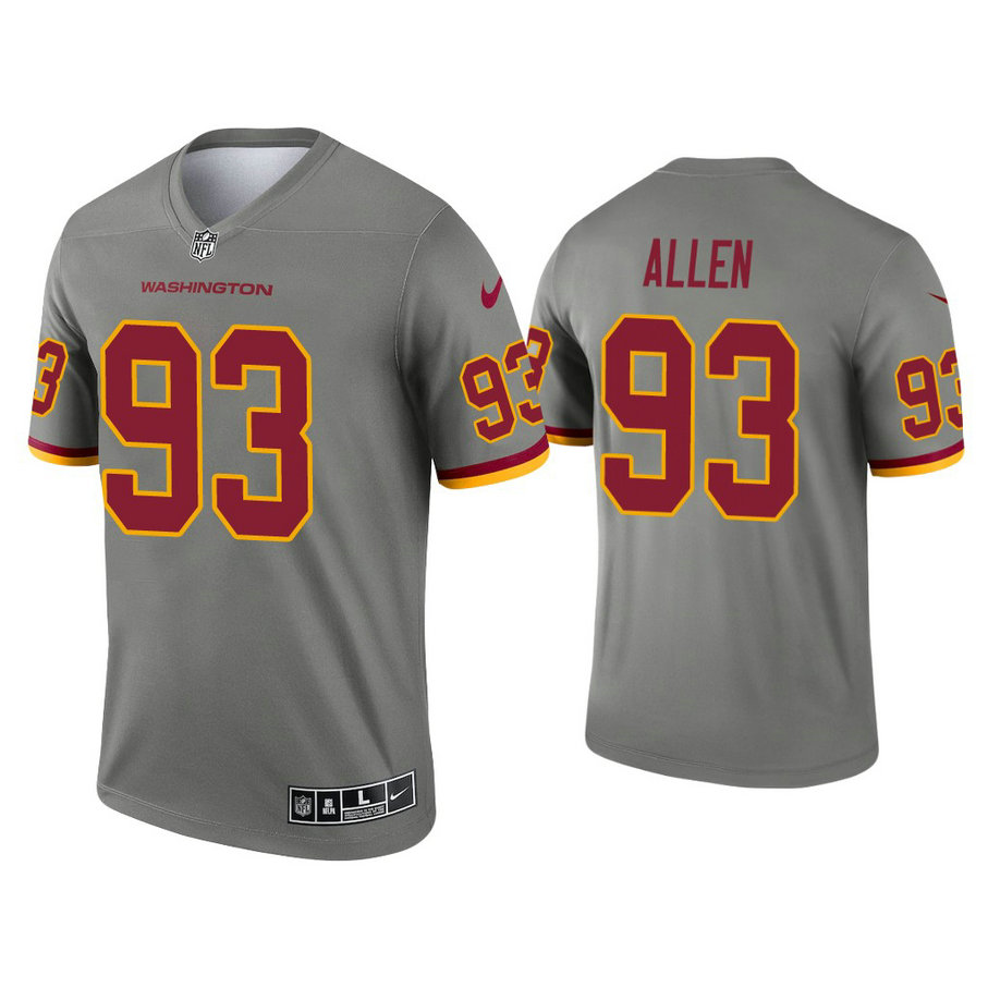 Washington Football Team #93 Jonathan Allen Steel Inverted Legend Jersey Washington Football Team #93 Jonathan Allen Steel Inverted Legend Jersey