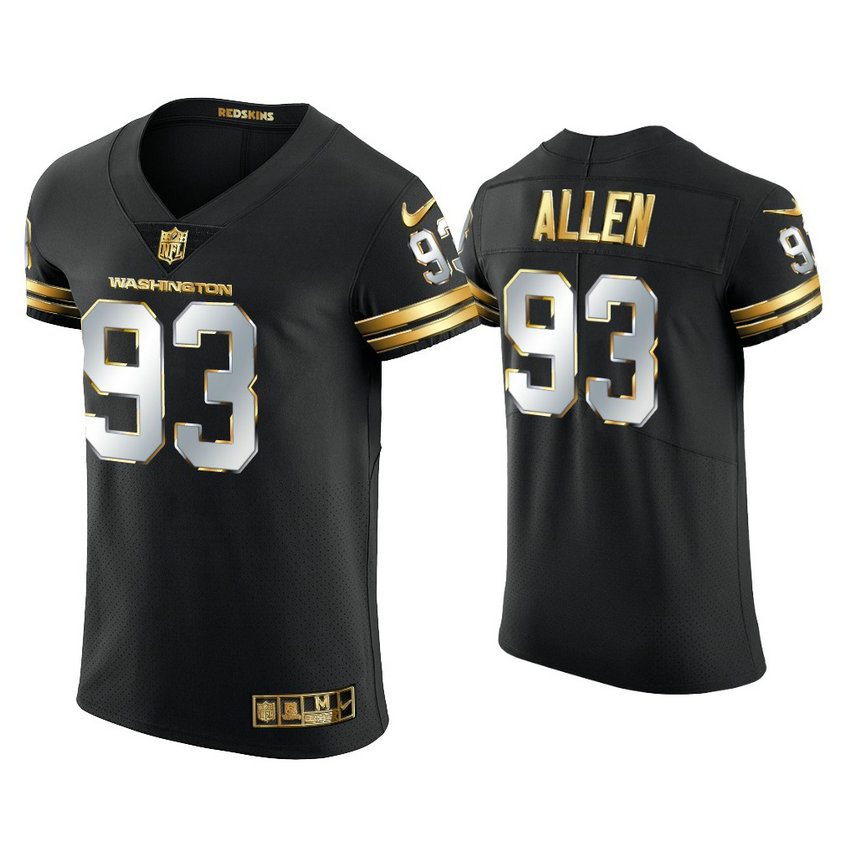 Washington Football Team #93 Jonathan Allen Black Golden Edition Vapor Elite Jersey Washington Football Team #93 Jonathan Allen Black Golden Edition Vapor Elite Jersey