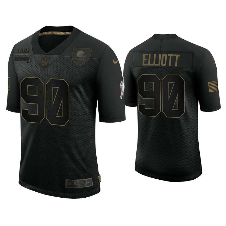 Cleveland Browns #90 Jordan Elliott Black 2020 Salute to Service Limited Jersey