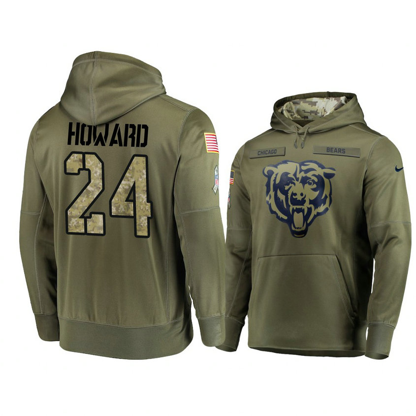 Chicago Bears #24 Jordan Howard Olive Pullover Hoodie 2018 Salute To Service Chicago Bears #24 Jordan Howard Olive Pullover Hoodie 2018 Salute To Service
