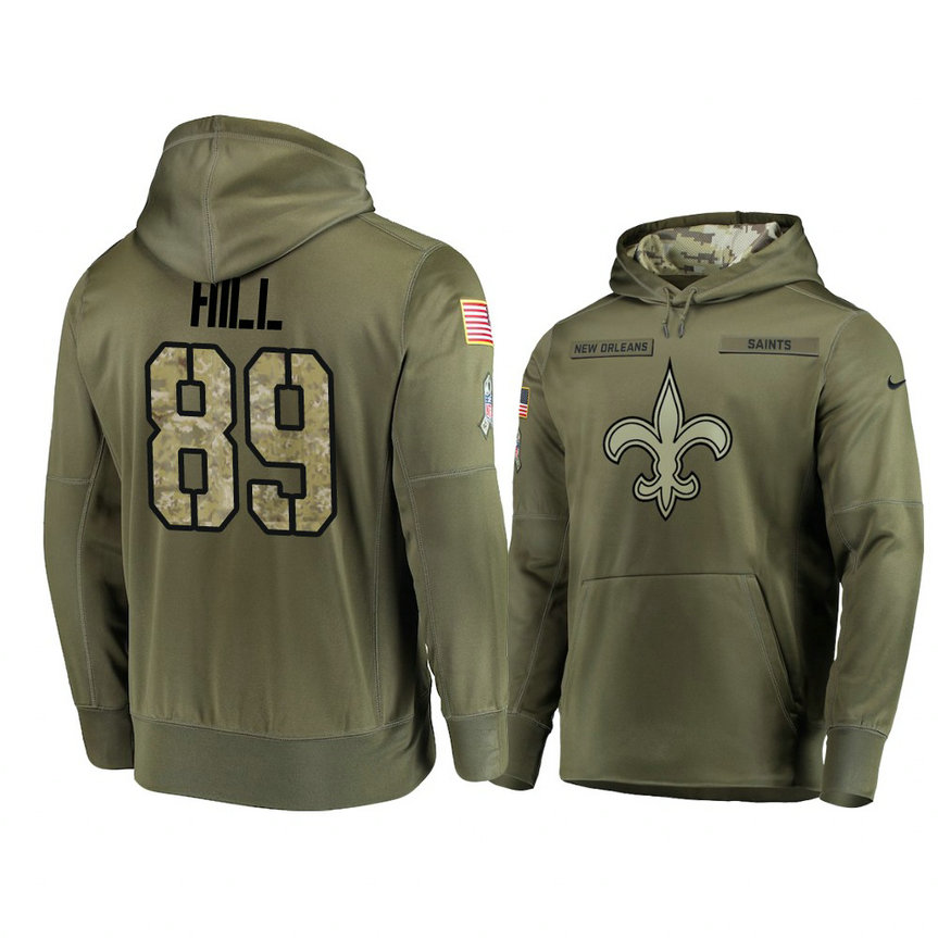New Orleans Saints #89 Josh Hill Olive Pullover Hoodie 2018 Salute To Service New Orleans Saints #89 Josh Hill Olive Pullover Hoodie 2018 Salute To Service