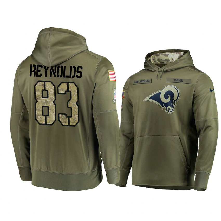 Los Angeles Rams #83 Josh Reynolds Olive Pullover Hoodie 2018 Salute To Service Los Angeles Rams #83 Josh Reynolds Olive Pullover Hoodie 2018 Salute To Service