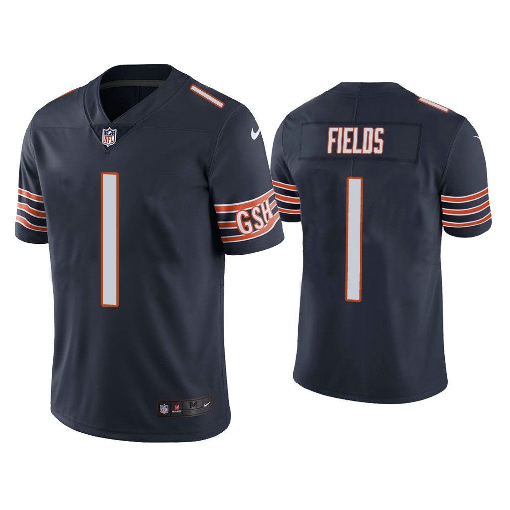 Chicago Bears #1 Justin Fields Navy 2021 NFL Draft Vapor Limited Jersey