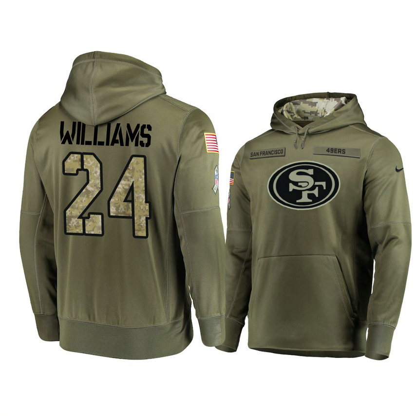 San Francisco 49ers #24 K'Waun Williams Olive Pullover Hoodie 2018 Salute To Service San Francisco 49ers #24 K'Waun Williams Olive Pullover Hoodie 2018 Salute To Service
