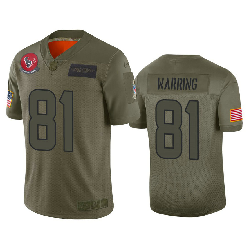 Houston Texans #81 Kahale Warring Camo 2019 Salute to Service Limited Jersey