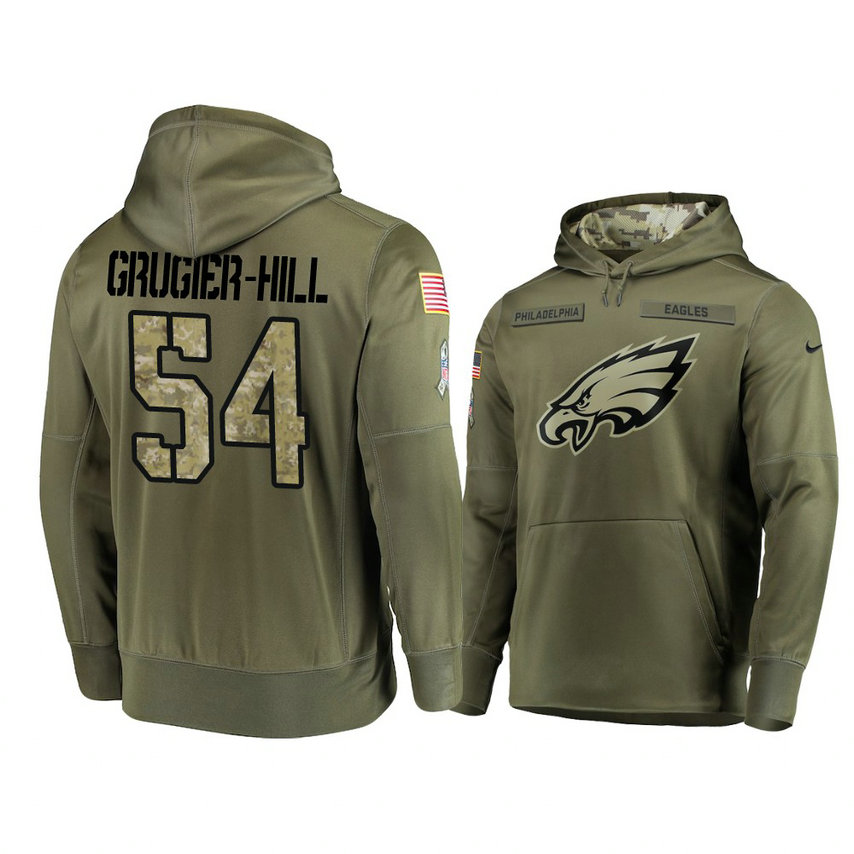 Philadelphia Eagles #54 Kamu Grugier-Hill Olive Pullover Hoodie 2018 Salute To Service