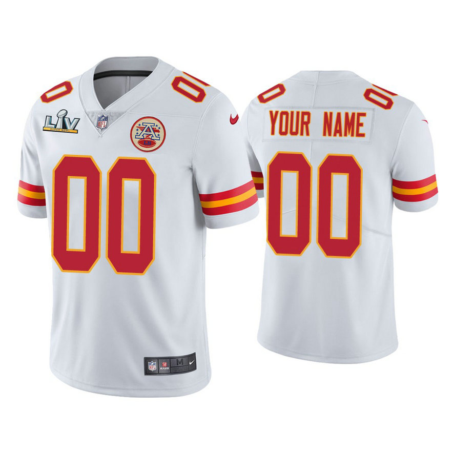 Custom 2021 Kansas City Chiefs #00 White Super Bowl LIV White Vapor Limited Jersey Custom 2021 Kansas City Chiefs #00 White Super Bowl LIV White Vapor Limited Jersey