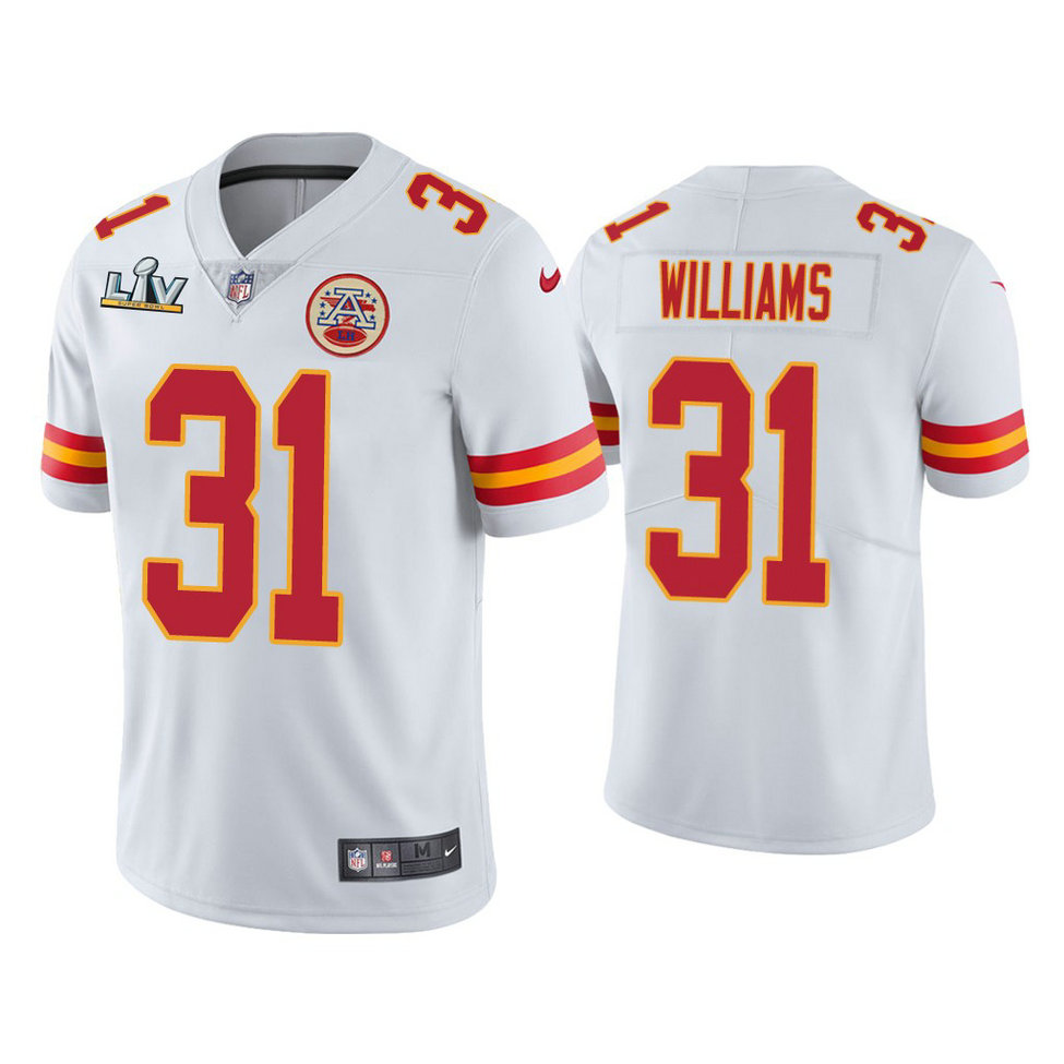 2021 Kansas City Chiefs #26 Damien Williams White Super Bowl LIV White Vapor Limited Jersey