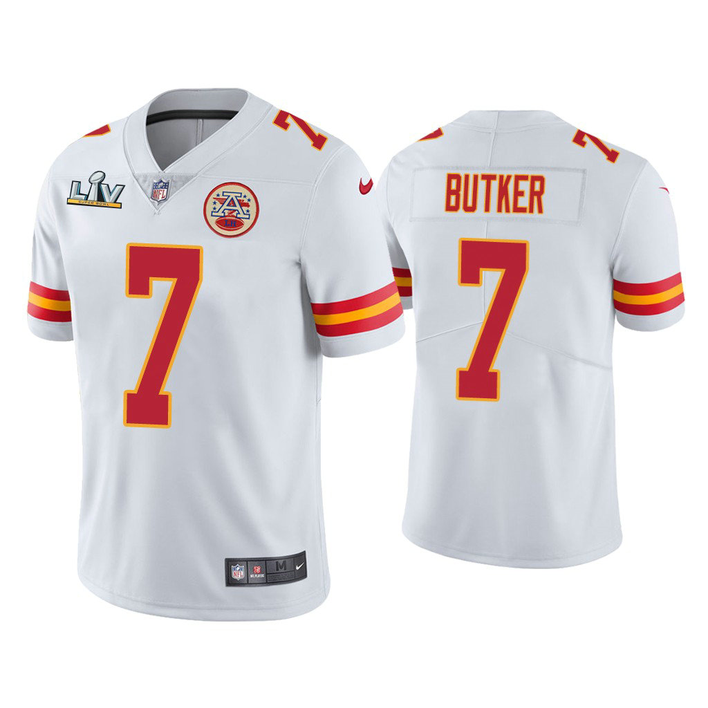 2021 Kansas City Chiefs #7 Harrison Butker White Super Bowl LIV White Vapor Limited Jersey