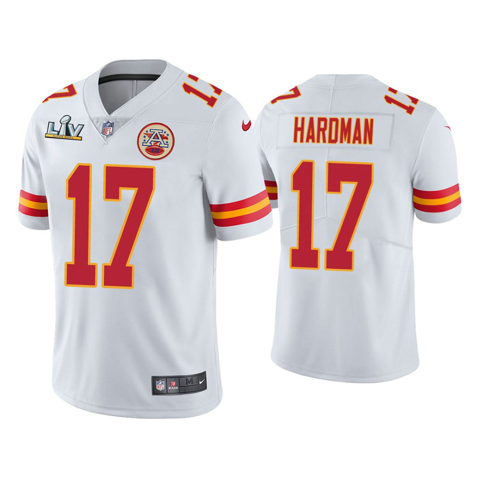 2021 Kansas City Chiefs #17 Mecole Hardman White Super Bowl LIV White Vapor Limited Jersey
