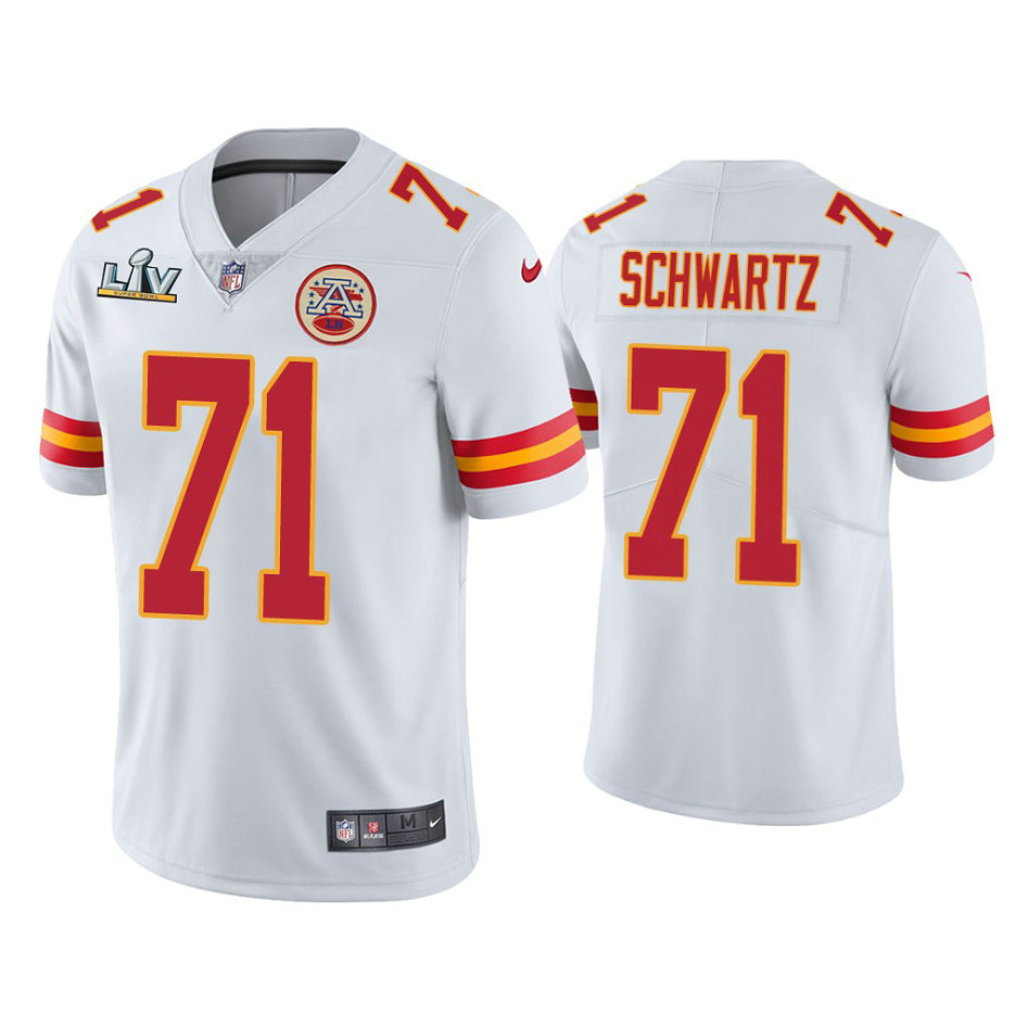 2021 Kansas City Chiefs #71 Mitchell Schwartz White Super Bowl LIV White Vapor Limited Jersey