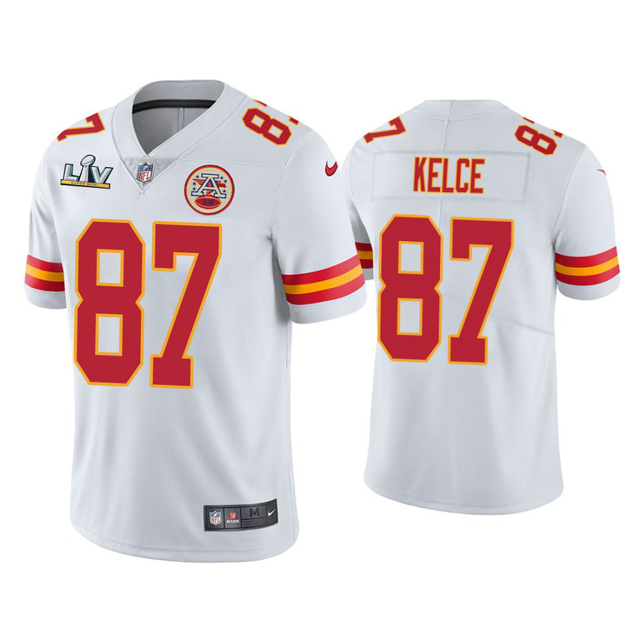 2021 Kansas City Chiefs #87 Travis Kelce White Super Bowl LIV White Vapor Limited Jersey