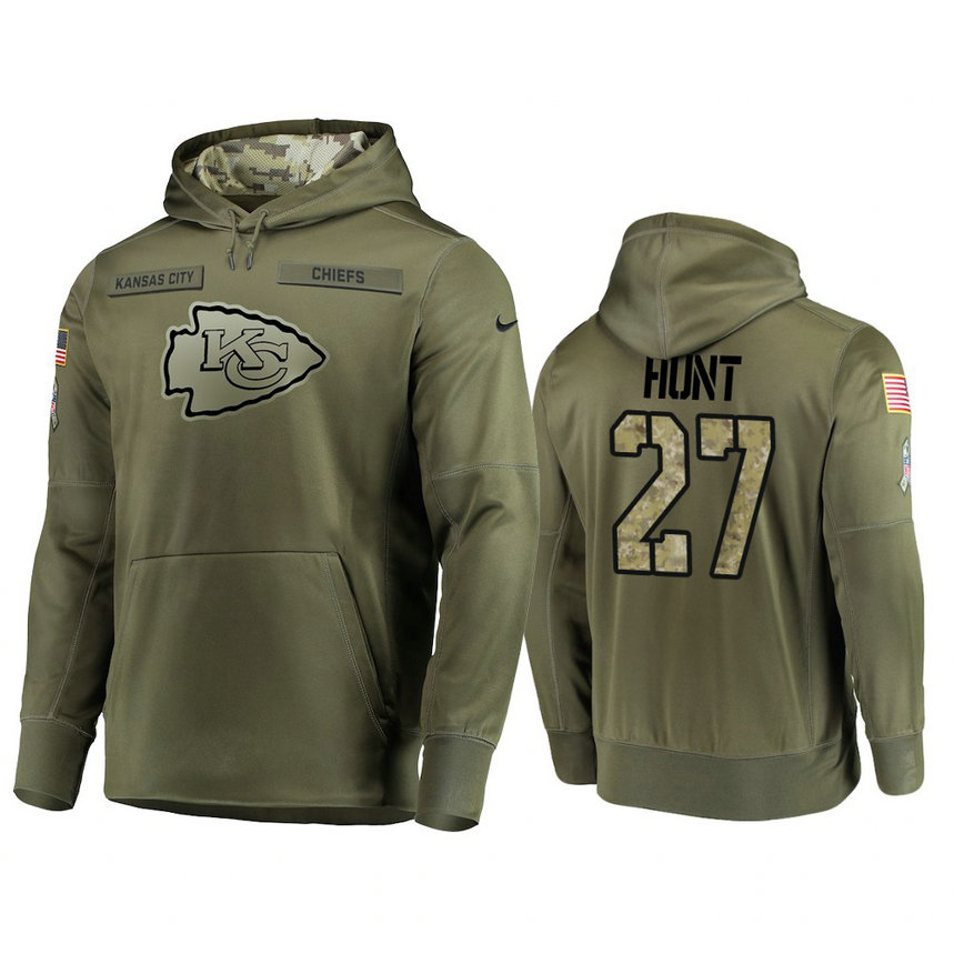 Kansas City Chiefs #27 Kareem Hunt Olive Pullover Hoodie 2018 Salute To Service Kansas City Chiefs #27 Kareem Hunt Olive Pullover Hoodie 2018 Salute To Service
