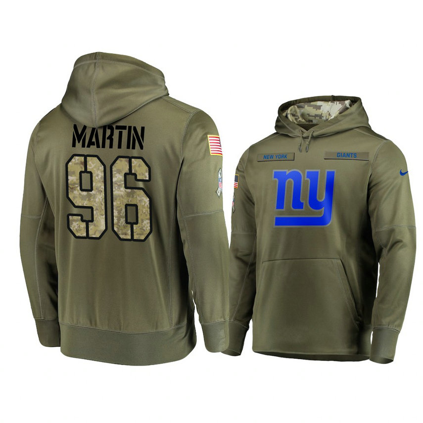 New York Giants #96 Kareem Martin Olive Pullover Hoodie 2018 Salute To Service New York Giants #96 Kareem Martin Olive Pullover Hoodie 2018 Salute To Service