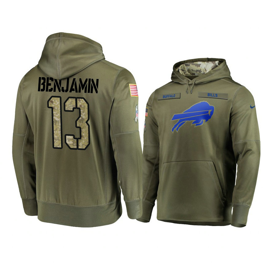 Buffalo Bills #13 Kelvin Benjamin Olive Pullover Hoodie 2018 Salute To Service Buffalo Bills #13 Kelvin Benjamin Olive Pullover Hoodie 2018 Salute To Service